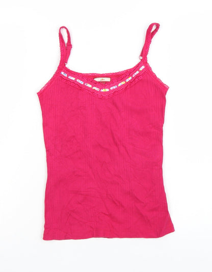 Joe Browns Women's Pink Lace Trim Cotton Camisole Vest Top Size 8