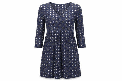 FatFace Women’s Blue Geometric Fit & Flare Jersey Dress Size 8