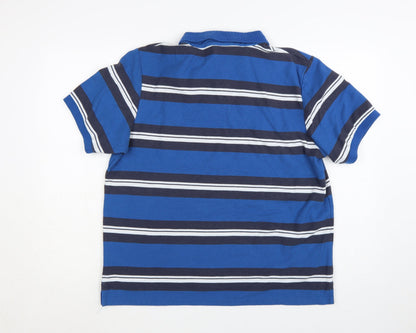Lonsdale Men’s Blue Striped Polo Shirt Size XL Short Sleeve Cotton Blend