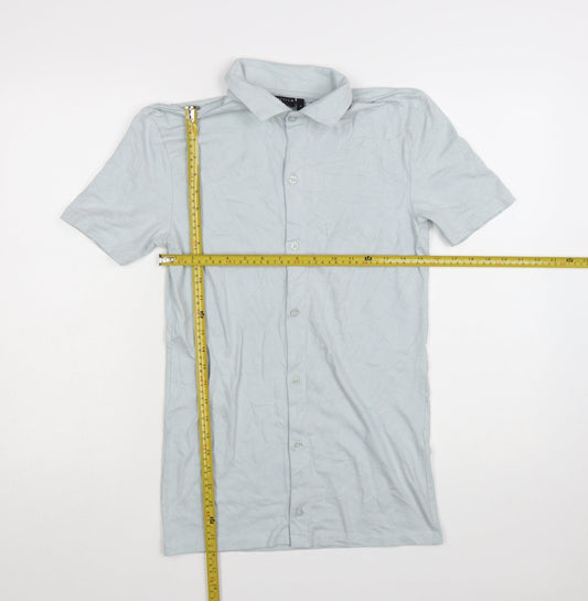 ASOS DESIGN Men's Grey Slim Fit Short Sleeve Button-Up Shirt Size S