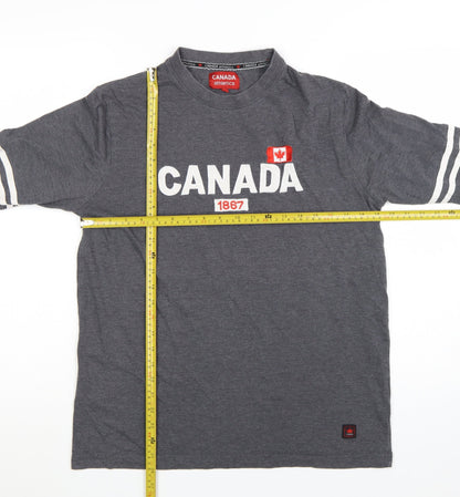 Canada Athletics Men's Grey Long Sleeve Patriotic T-Shirt Size L