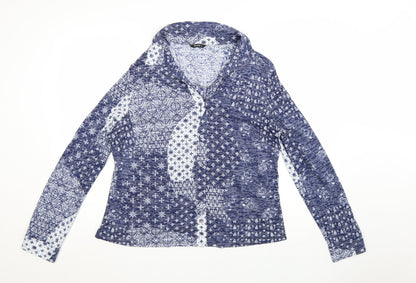 Roman Women Blue Floral Collared Long Sleeve Tunic Blouse Size 20