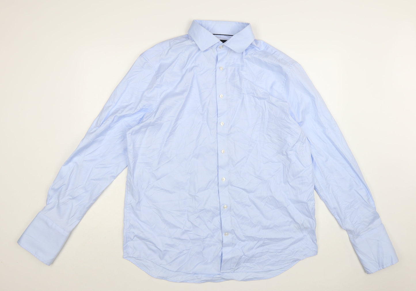 Marks and Spencer Mens Blue Regular Fit Cotton Dress Shirt 17.5in