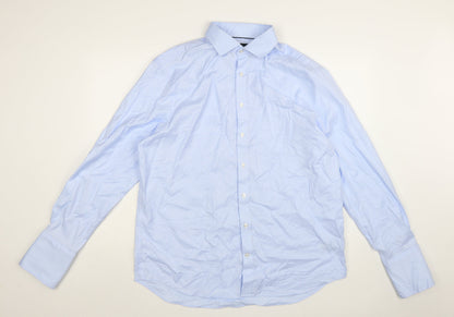 Marks and Spencer Mens Blue Regular Fit Cotton Dress Shirt 17.5in