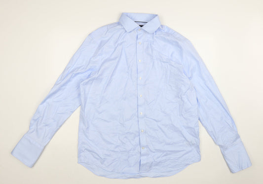 Marks and Spencer Mens Blue Regular Fit Cotton Dress Shirt 17.5in