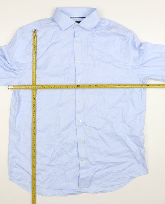 Marks and Spencer Mens Blue Regular Fit Cotton Dress Shirt 17.5in