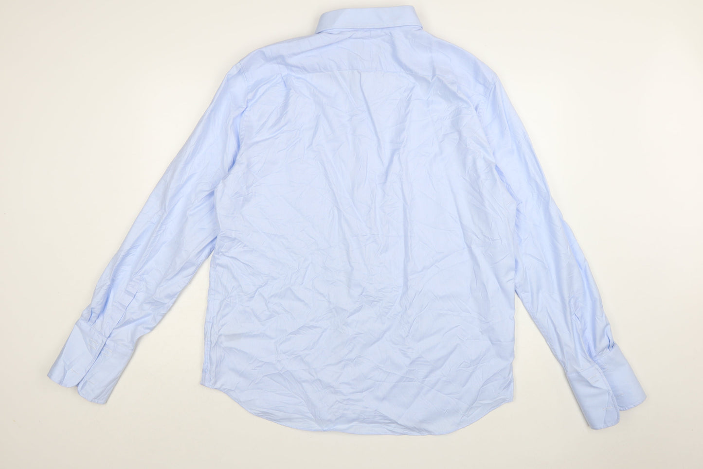 Marks and Spencer Mens Blue Regular Fit Cotton Dress Shirt 17.5in