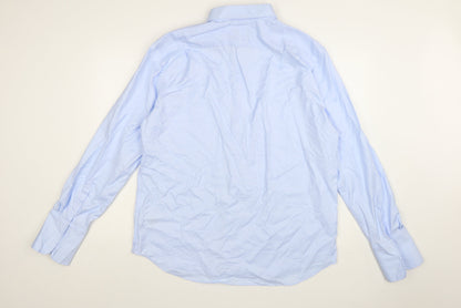 Marks and Spencer Mens Blue Regular Fit Cotton Dress Shirt 17.5in