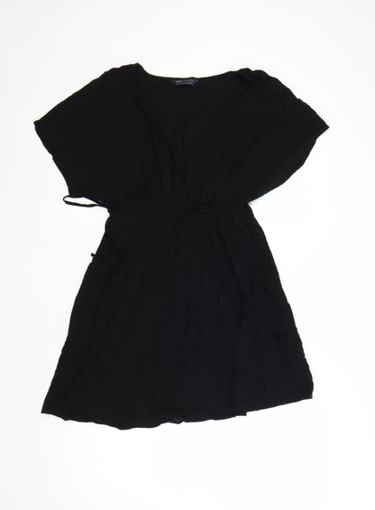 Marks and Spencer Women’s Black Viscose Short Sleeve Wrap Dress Size 10