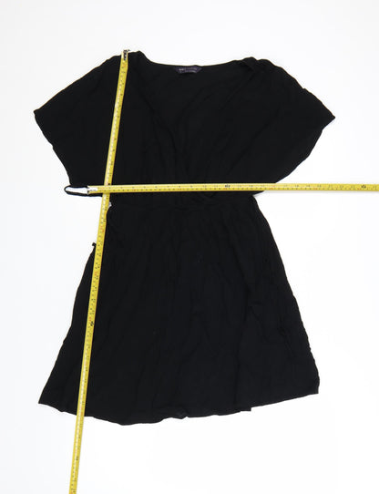 Marks and Spencer Women’s Black Viscose Short Sleeve Wrap Dress Size 10