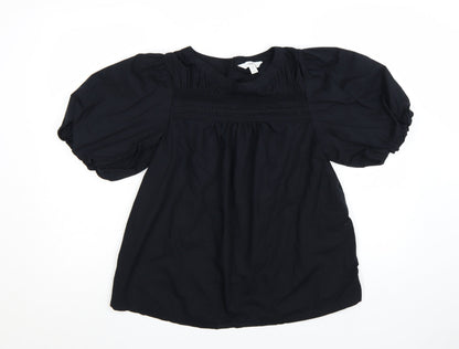 Marks and Spencer Women's Black Size 8 Puff Sleeve Tunic Blouse