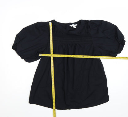 Marks and Spencer Women's Black Size 8 Puff Sleeve Tunic Blouse