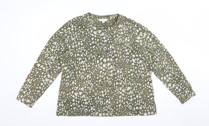 Marks and Spencer Women’s Green Animal Print Cotton Blouse Size 18