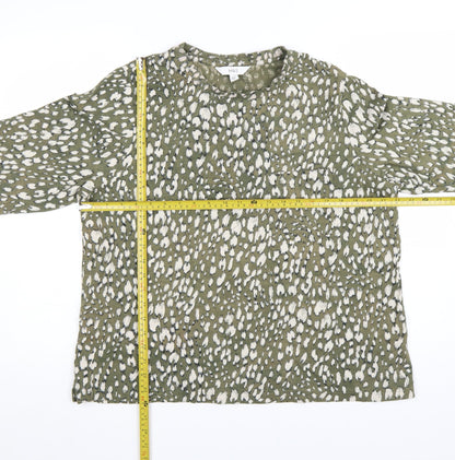 Marks and Spencer Women’s Green Animal Print Cotton Blouse Size 18