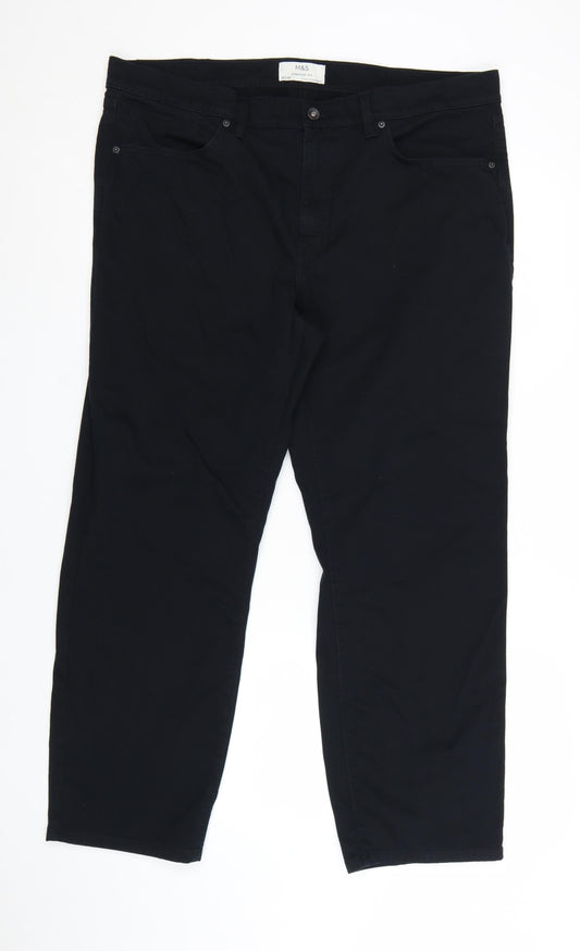 Marks and Spencer Men's Black 38x29 Straight Fit Stretch Jeans