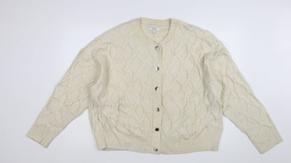 Marks and Spencer Women's Ivory Cable-Knit Wool Blend Cardigan XL