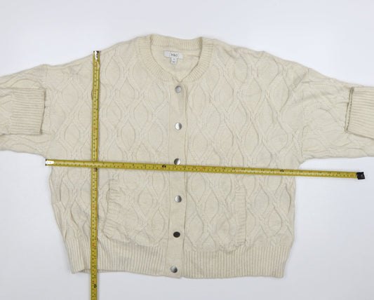 Marks and Spencer Women's Ivory Cable-Knit Wool Blend Cardigan XL