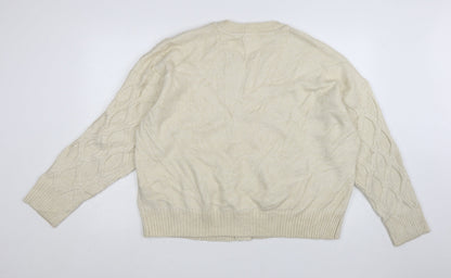 Marks and Spencer Women's Ivory Cable-Knit Wool Blend Cardigan XL