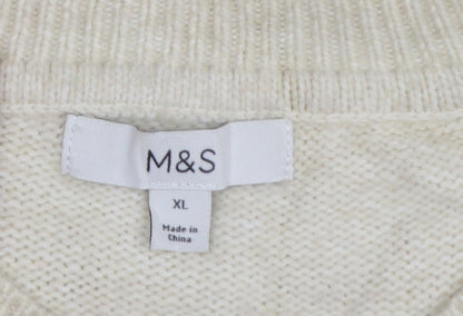 Marks and Spencer Women's Ivory Cable-Knit Wool Blend Cardigan XL