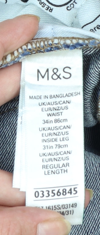 Marks and Spencer Men's Blue Slim Fit Jeans 34/31 Straight Denim