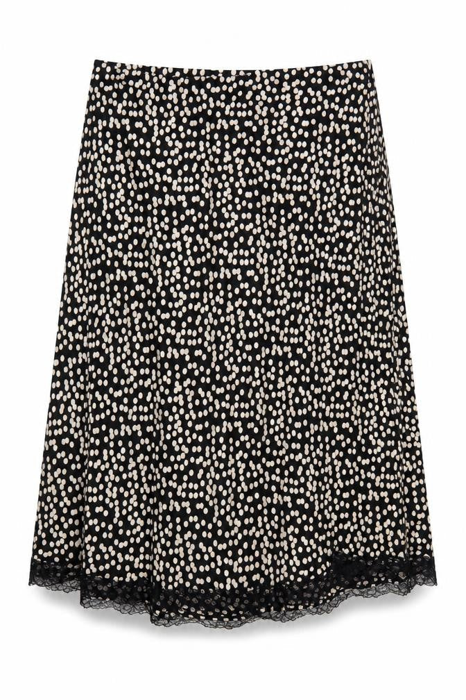 Marks and Spencer Womens Black Polka Dot Lace Trim A-Line Skirt Size 20