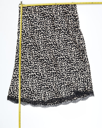 Marks and Spencer Womens Black Polka Dot Lace Trim A-Line Skirt Size 20
