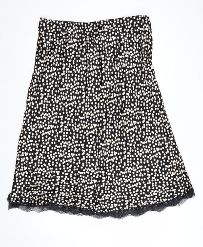 Marks and Spencer Womens Black Polka Dot Lace Trim A-Line Skirt Size 20