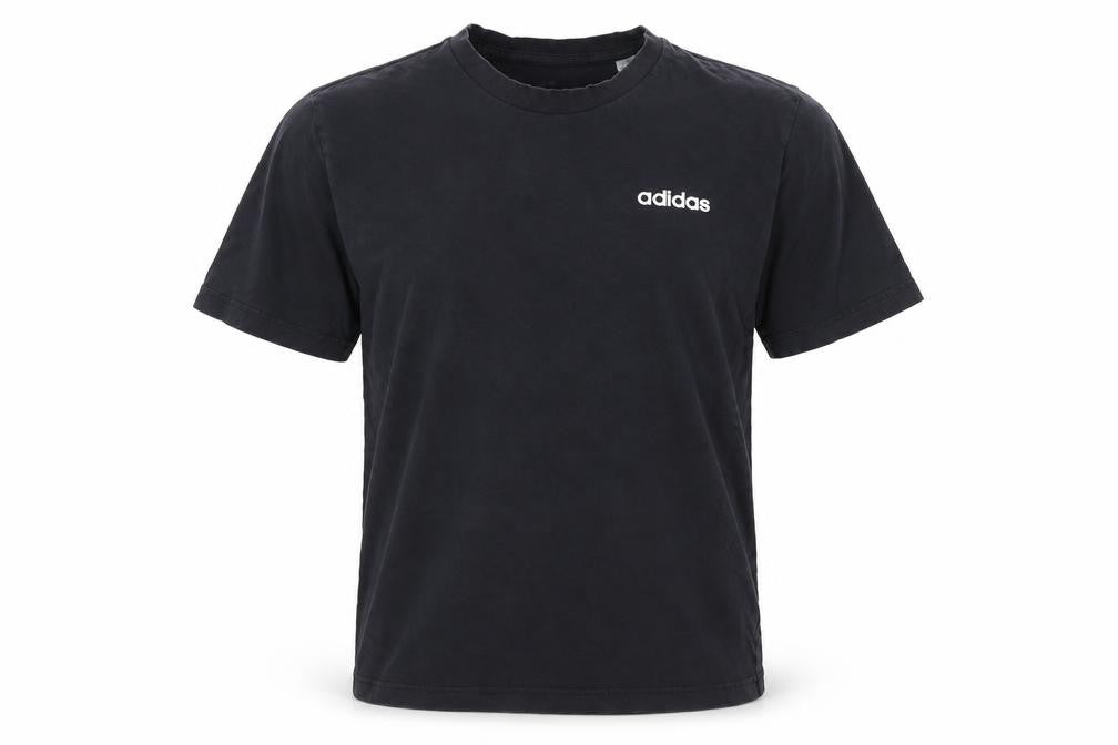Front view of adidas Men's Black Cotton Crew Neck Short Sleeve T-Shirt, size L