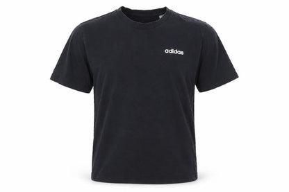 Front view of adidas Men's Black Cotton Crew Neck Short Sleeve T-Shirt, size L
