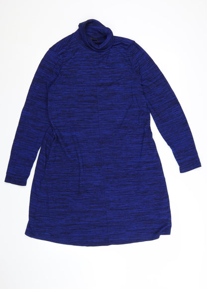 Marks and Spencer Women’s Blue Roll Neck Long Sleeve Knit Shift Dress Size 18