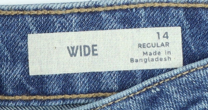 Marks and Spencer Women’s Blue Wide-Leg Jeans Size 14 Regular Fit Denim