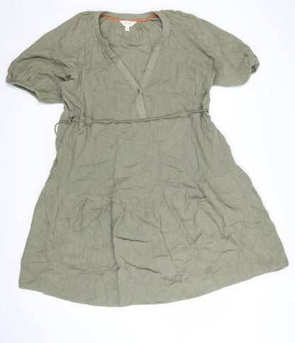 Marks and Spencer Women’s Green Cotton A-Line Knee Length Dress Size 14
