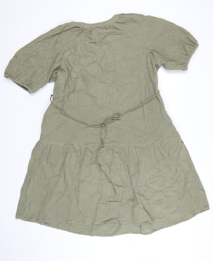 Marks and Spencer Women’s Green Cotton A-Line Knee Length Dress Size 14