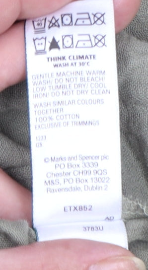 Marks and Spencer Women’s Green Cotton A-Line Knee Length Dress Size 14