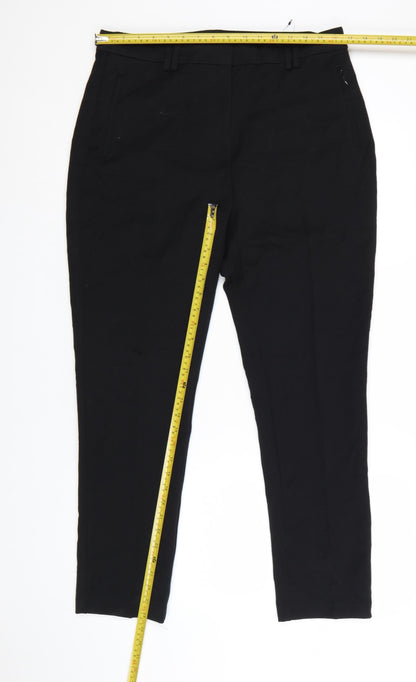 Marks and Spencer Women Black Tapered Trousers Size 14 Polyester Blend