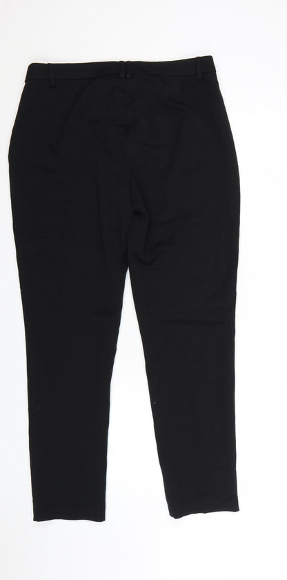 Marks and Spencer Women Black Tapered Trousers Size 14 Polyester Blend