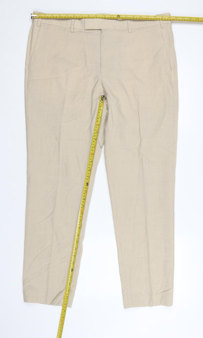 Marks and Spencer Autograph Men's Beige Wool Blend Tailored Trousers 38R