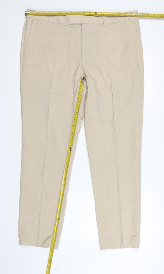 Marks and Spencer Autograph Men's Beige Wool Blend Tailored Trousers 38R