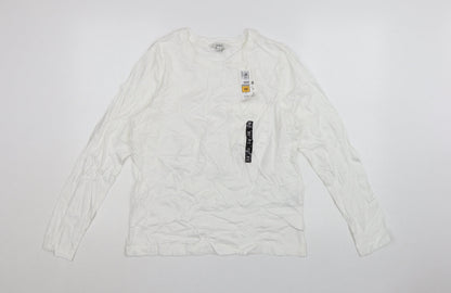 Marks and Spencer Women White Long Sleeve Basic Cotton T-Shirt Size 10