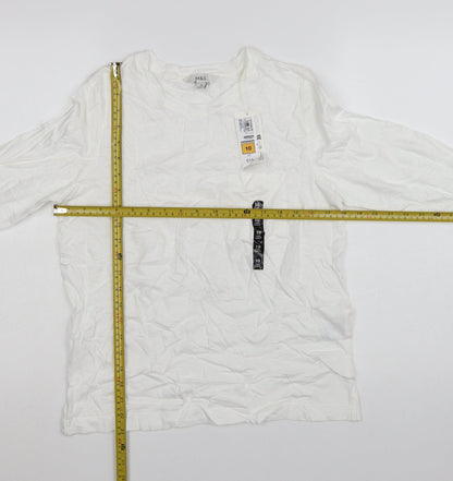 Marks and Spencer Women White Long Sleeve Basic Cotton T-Shirt Size 10