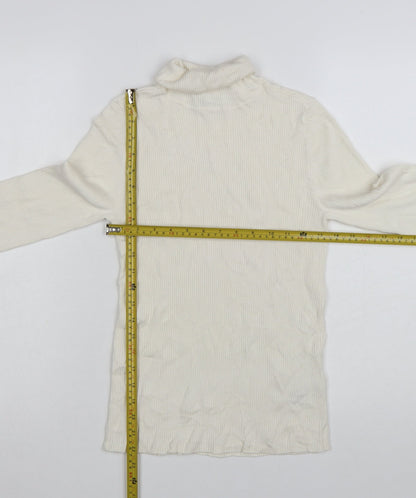 Marks and Spencer Women’s Ivory Roll Neck Slim Fit Knit Jumper Size 8
