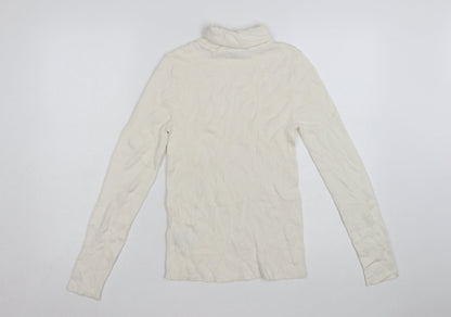 Marks and Spencer Women’s Ivory Roll Neck Slim Fit Knit Jumper Size 8