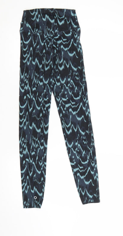 Marks and Spencer Women Blue Geometric Print Goodmove Leggings Size 6