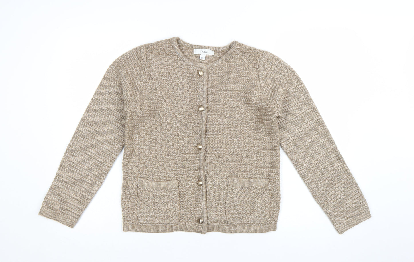Marks and Spencer Women Beige Knit Cardigan Size S
