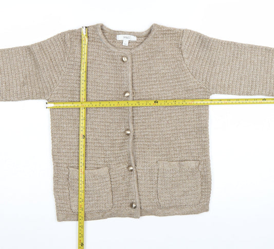 Marks and Spencer Women Beige Knit Cardigan Size S