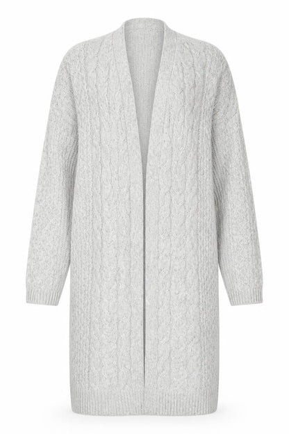 Marks and Spencer Women’s Grey Long Cable-Knit Cardigan Size L