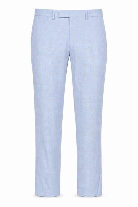 Marks and Spencer Men's Blue Slim Fit Check Chino Trousers 32W 31L