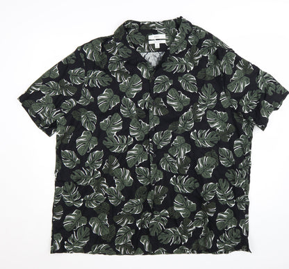 Marks and Spencer Men's Black 3XL Tropical Linen Blend Short Sleeve Shirt