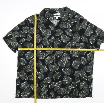 Marks and Spencer Men's Black 3XL Tropical Linen Blend Short Sleeve Shirt