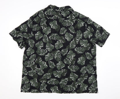 Marks and Spencer Men's Black 3XL Tropical Linen Blend Short Sleeve Shirt